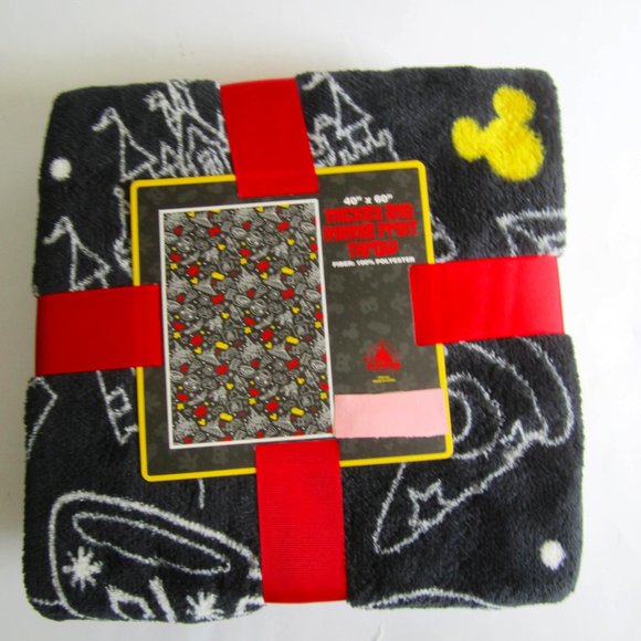 Disney Other - Disney Parks Mickey and Minnie Icons Print Black Throw Blanket 40" X 60" NEW